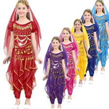 DE iEFiEL Mädchen Kurzarm Bauch Tanz Kostüm Set Karneval Party Faschingskostüm