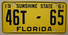 Florida Nummernschild 1961 USA