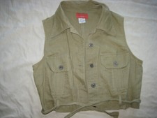 VINTAGE Weste BAUCHFREI Safari Gürtel SISSY BOY Brusttaschen ärmellos khaki 38
