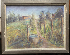 Pastellgemälde feldweg mit - feldweg,