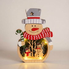 4er Set Holzschneemann 5 LED
