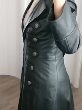 Echt Ledermantel Tailliert Schwarz Extralang 130 Cm Gr. 38 Top Zustand OVP 499