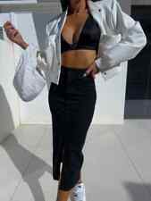 Langer geteilter Jeansrock