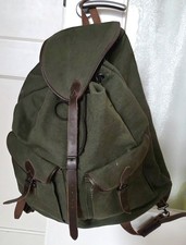 Rucksack Segelleinen 32 L Grün Extrem Robust Lederriemen Natur Klassiker Top