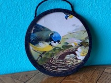 Altes Bild Glas Blaumeise Puppenstube Puppenhaus dollhouse picture