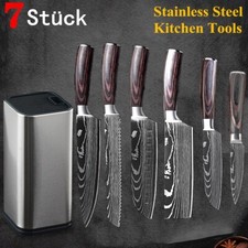 Küchenmesser Kochmesser Messerblock Set Japanisches Damaskus Edelstahl Messer DE
