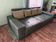 Big Sofa ELEGANCIA 285cm moosgrün Microfaser XXL Couch inkl. Kissen Federkern
