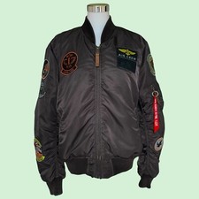 ALPHA INDUSTRIES MA-1 Pilot LKZ 10014 Bomberjacke Patch Gr. L Air Crew Anthrazit