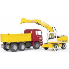 bruder  MAN TGA Kipper+Liebherr Schaufelbagger Fertigmodell Nutzfahrzeug Modell