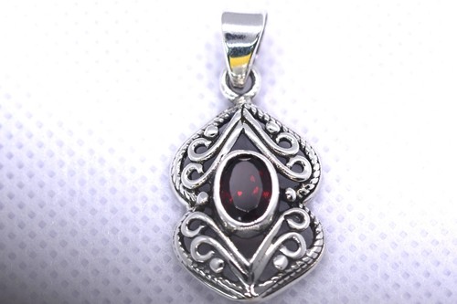 Granat anhänger mit - mit, sterling