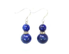 Lapislazuli Ohrringe Zwischenteil Rondelle mit Strass 925er Silber Ohrhaken