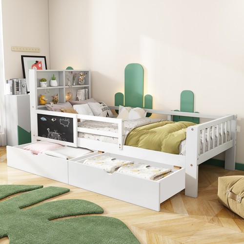 Kinderbett 90x200 weiß - weiß, mit