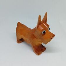 Hund Holz Geschnitzt Terrier Glas Augen Handarbeit Alt Sammlung Auflösung...