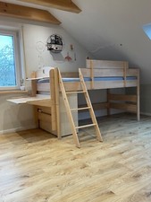 Paidi Fleximo Spielbett 125cm/Birke mit Leiter, Schreibtisch & Unterstellregal