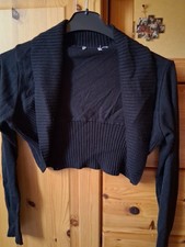 Kurze Strickjacke Bolero schwarz langarm warm H&M 36 S