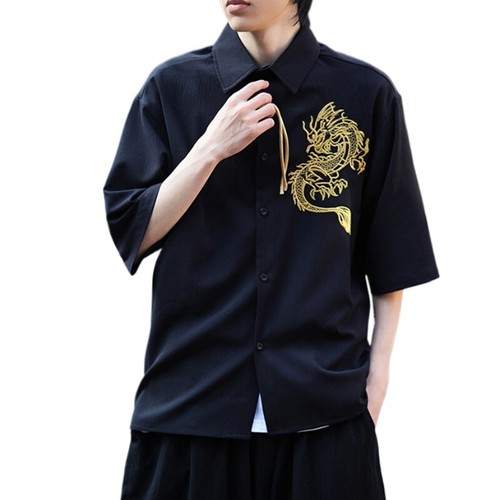 Herren drachen bestickt hemd - herren,