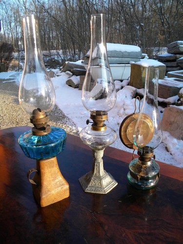 Antike petroleumlampe - 3x,