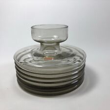 Friedrich Glas Kristall Vase grau mit Rillen gerillt