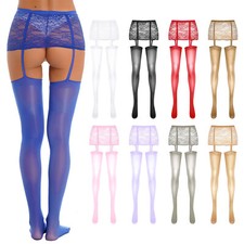Damen Sexy Strapstrümpfe Nylon Strümpfe Stocking Offener Schritt Stretch Dessous