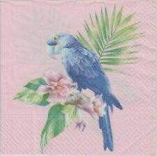 3 Servietten ~ Blauer Papagei auf rosa Blüte Parrot Ara Vogel Urwald