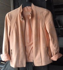 BONITA ECHT LEDER JACKE - Veloursleder -  GR. 38 -  EDEL WEICH - lachsfarben