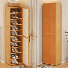 Bambus Schuhregal vertikal mit Tür schmaler Organizer für Schränke