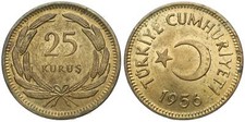 Türkei - Turkiye 25 Kurus 1944-1956 - Turkey KM# 880, 886 verschiedene Jahrgänge