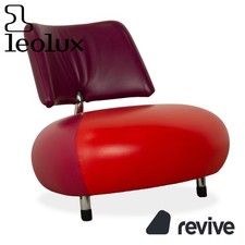 Leolux Pallone Leder Sessel Rot Lila Violett Space Age