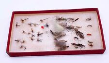 Angelköder Fliegenfischen Alt Antik Fliegen Köder Box Konvolut