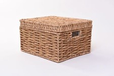 VIVANNO Korb mit Deckel "Kira" aus Wasserhyazinthe, 41 cm, Natur