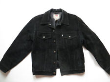 Levi's Jeans Jacke Lederjacke Gr. M Schwarz Schwere Echt Leder Jeansjacke KULT !