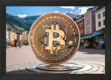 Bitcoin Münze Skulptur