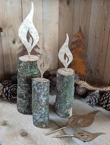 6er set flammen metall - flammen, winter
