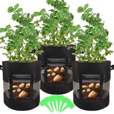 Blumentopf  Pflanz Beutel  Pflanz Sack mit Fenster atmungsaktiv in schwarz