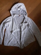 Weste Gr. 134-140 von Yigga weiß grau Strickjacke mit Kapuze Mädchen