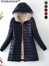 Damen Jacke Steppjacke Wintermantel Winterjacke Wärmejacke  Kapuze lang mantel