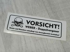 Vorsicht Weber Doppelvergaser * Weiß Aufkleber * Oldtimer * NSU VW Käfer Opel