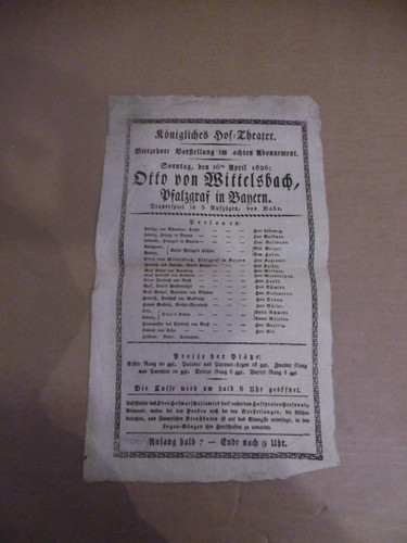 Theaterhandzettel königliches