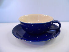 Rheinsberg Keramik Teegedeck 2tlg. Teetasse m Untertasse blau m weißen Punkten
