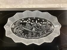 Glasteller Schale Weihnachten Winterlandschaft Glasplatte Keksteller Oval 30 Cm