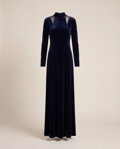 Langes samtkleid mockneck 100 - samtkleid,