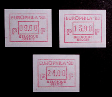 Belgie 1988: 3 FRAMA labels, SFS ATM, "EUROPHILA", MN 13,Tastensatz S 1,pfr MNH