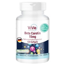 Beta Carotin 15 mg - 120 Softgels für 4 Monate | Carotioid  | ViVe Supplements