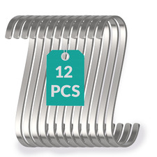 12 S-Haken Flach 8cm Edelstahl Fleischer Küchen Universal Räucher Metall Haken
