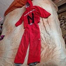 Schneeanzug, Skianzug, DECATHLON, Gr. 140, rot/weiß mit Aufnähern , 2teilig