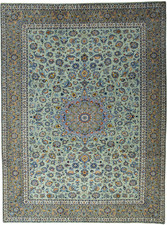 Perserteppich Kashan Kork 393 x 298 cm Orientteppich Top Zustand - Pistaziengrün