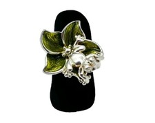 925/- Silberring, Frosch, Blatt Muster, Gr. 56, 22 mm breit, Handarbeit, Damen