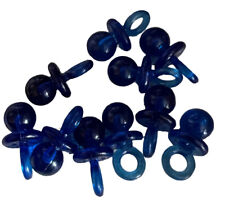 10 Schnuller klein blau ca. 2,5 cm 90er Jahre Plastik Anhänger Kult Vintage