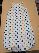 Kinder SCHLAFSACK WEISS MIT BLAU GELBEN PUNKTEN GR. 90 CM