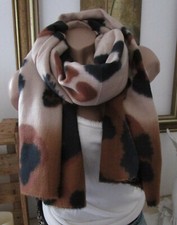 Neu XXL Elegant Halstuch Schal Animal Print Schwarz-Cognac-Beige Leo Leopard S